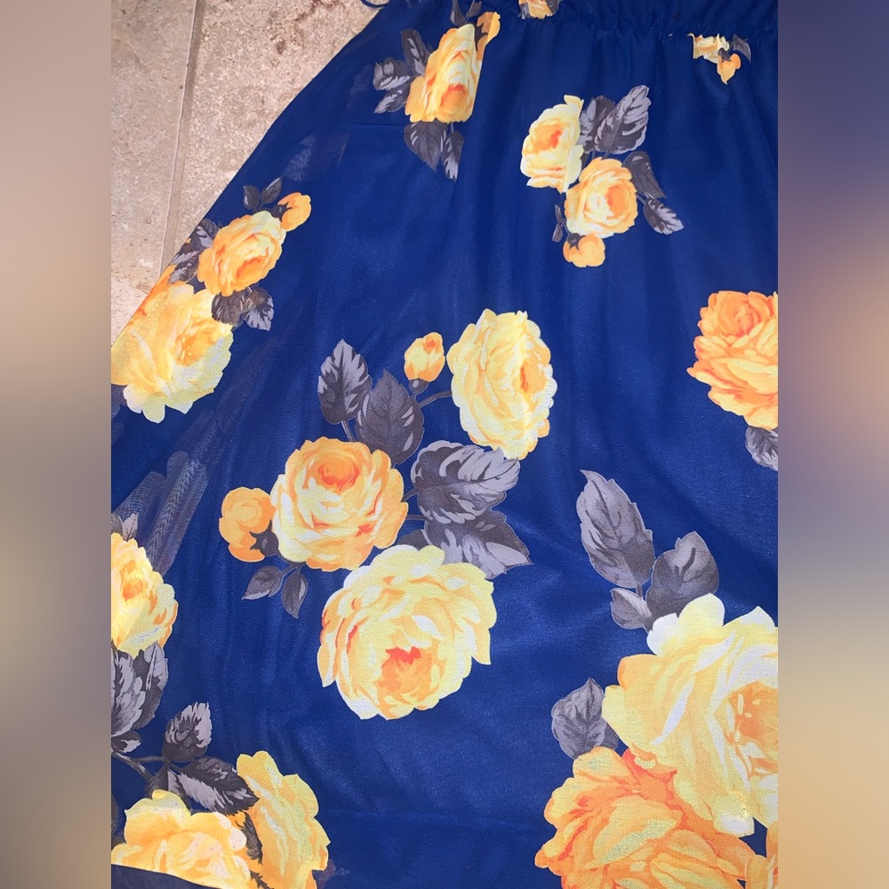 🌼💙Charming Charlie Blue and Yellow Floral Mini Dress - Adjustable Straps - - Picture 3 of 15